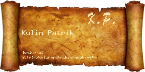 Kulin Patrik névjegykártya